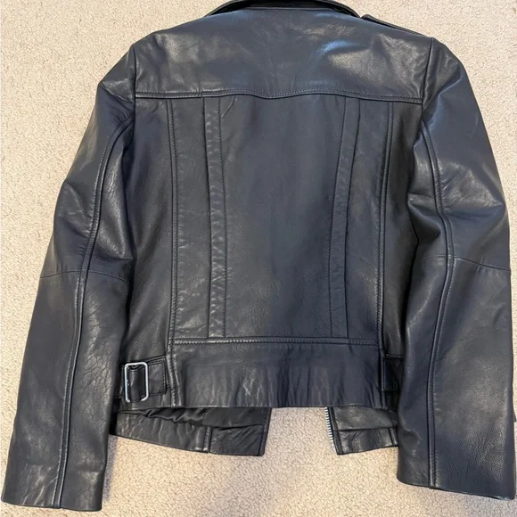 Mango Black Leather Jacket SZ M ✨ - Picture 5 of 8